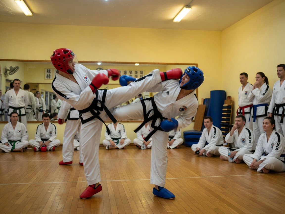 Adultos en combate con protecciones